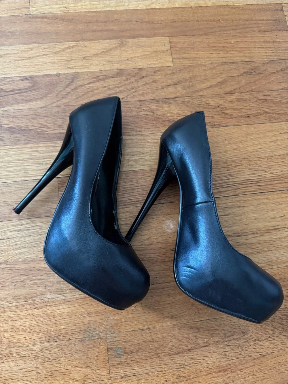 Gorgeous-20 Black Leather Ultra High Pumps Heels Pleaser Day & Night Shoes 8